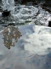 Cloudy Garden Fountain Reflections